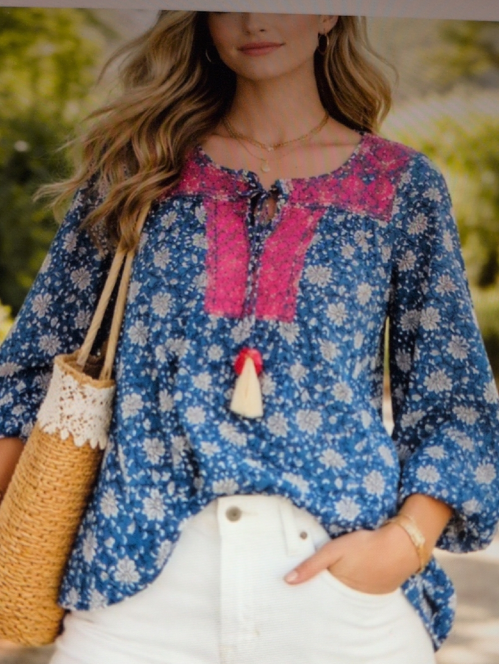 J. Crew Floral Print Peasant Blouse With Embroidery